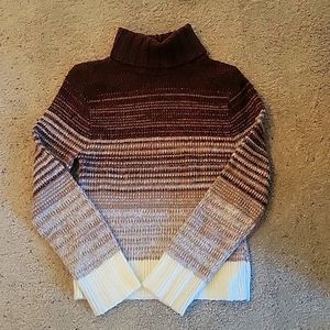 Turtleneck Sweater, Dark brown-light browns, off white bottom